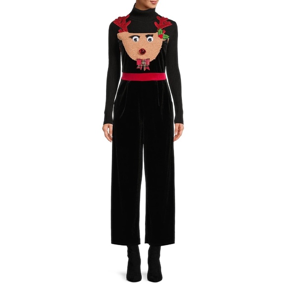 Christmas No Boundaries Reindeer Velvet 3D Print Jumpsuit Overalls Size XXXL 21 - Picture 1 of 8